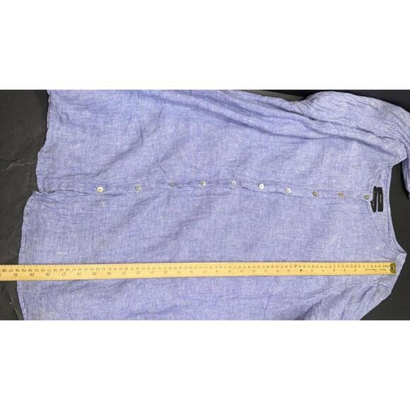 Tahari 100% Linen Blue Lightweight Boho Beach Quiet Luxury Minimalist Blouse 1X - Picture 9 of 14